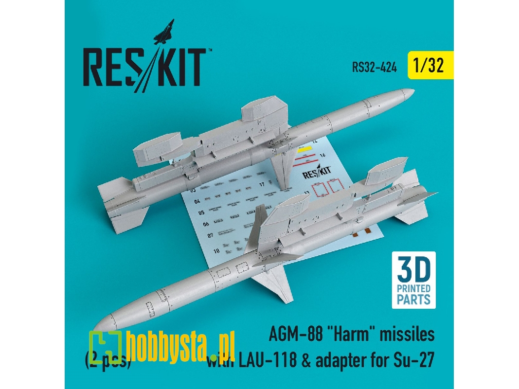 Agm-88 Harm Missiles With Lau-118 And Adapter For Su-27 (2 Pcs) - image 1