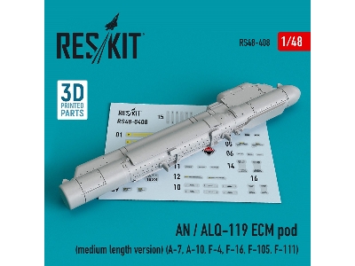 An / Alq-119 Ecm Pod (Medium Length Version) (A-7, A-10, F-4, F-16, F-105, F-111) (3d Printing) - image 1