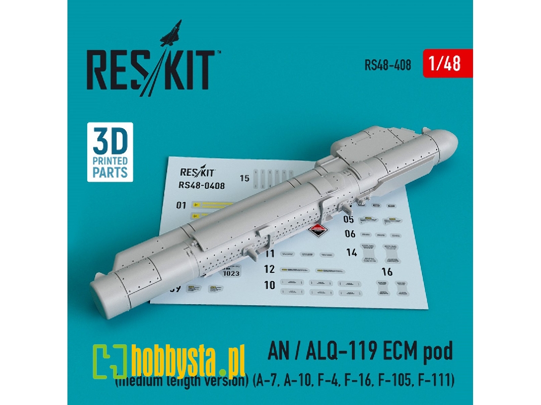 An / Alq-119 Ecm Pod (Medium Length Version) (A-7, A-10, F-4, F-16, F-105, F-111) (3d Printing) - image 1