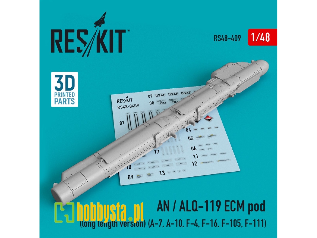 An / Alq-119 Ecm Pod (Long Length Version) (A-7, A-10, F-4, F-16, F-105, F-111) (3d Printing) - image 1