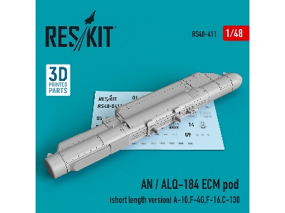 An / Alq-184 Ecm Pod (Short Length Version) (A-10, F-4g, F-16, C-130) (3d Printing) - image 1
