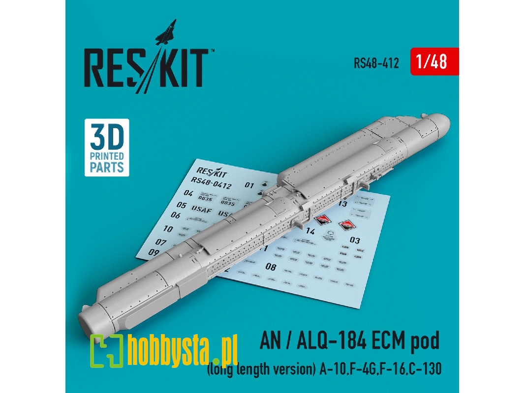 An / Alq-184 Ecm Pod (Long Length Version) (A-10, F-4g, F-16, C-130) (3d Printing) - image 1