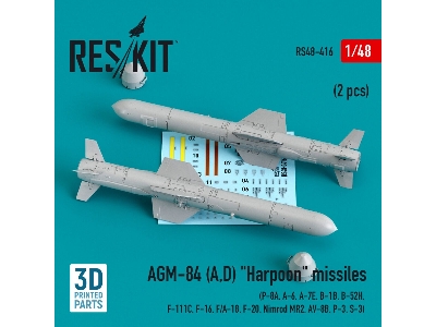 Agm-84 (A,d) Harpoon Missiles (2 Pcs) (P-8a, A-6, A-7e, B-1b, B-52h, F-111c, F-16, F/A-18, F-20, Nimrod Mr2, Av-8b, - image 1