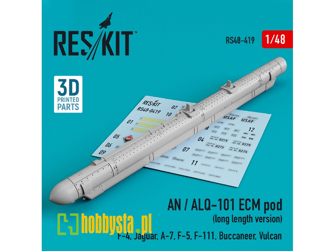 An / Alq-101 Ecm Pod (Long Length Version) (F-4, Jaguar, A-7, F-5, F-111, Buccaneer, Vulcan) (3d Printing) - image 1