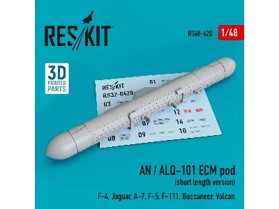 An / Alq-101 Ecm Pod (Short Length Version) (F-4, Jaguar, A-7, F-5, F-111, Buccaneer, Vulcan) (3d Printing) - image 1