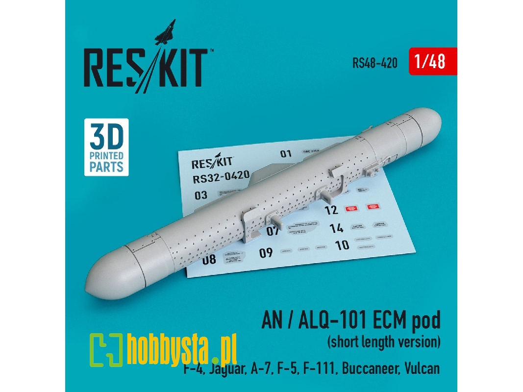 An / Alq-101 Ecm Pod (Short Length Version) (F-4, Jaguar, A-7, F-5, F-111, Buccaneer, Vulcan) (3d Printing) - image 1