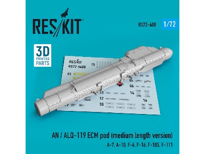 An / Alq-119 Ecm Pod (Medium Length Version) (A-7, A-10, F-4, F-16, F-105, F-111) (3d Printing) - image 1