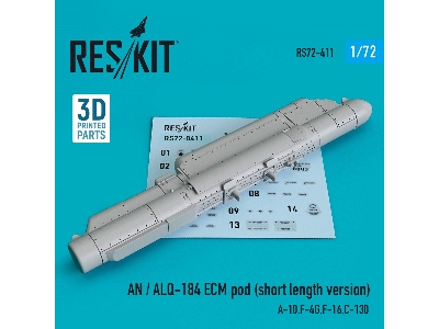 An / Alq-184 Ecm Pod (Short Length Version) (A-10, F-4g, F-16, C-130) (3d Printing) - image 1