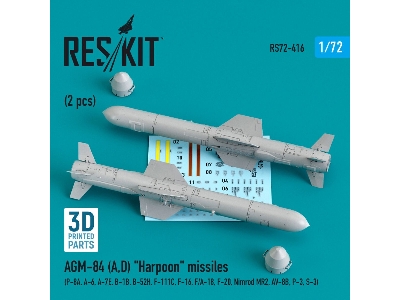 Agm-84 (A,d) Harpoon Missiles (2 Pcs) (P-8a, A-6, A-7e, B-1b, B-52h, F-111c, F-16, F/A-18, F-20, Nimrod Mr2, Av-8b, - image 1