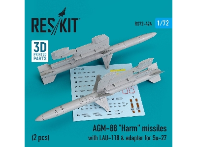 Agm-88 Harm Missiles With Lau-118 And Adapter For Su-27 (2 Pcs) - image 1