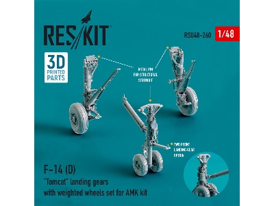 F-14 (D) Tomcat Landing Gears With Weighted Wheels Set For Amk Kit (Resin And 3d Printing) - image 1