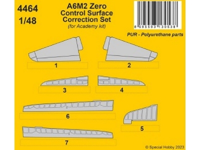 A6m2 Zero Control Surface Correction Set (For Academy Kit) - image 1