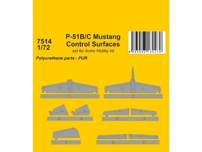 P-51b/C Mustang - Control Surfaces (For Arma Hobby Kit) - image 1