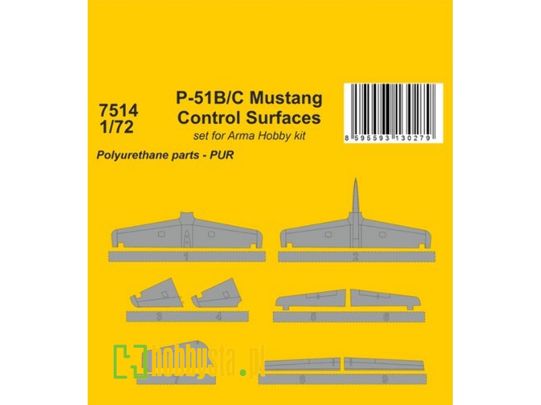 P-51b/C Mustang - Control Surfaces (For Arma Hobby Kit) - image 1