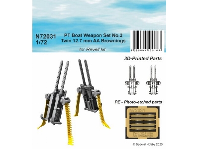 Pt Boat Weapon Set No.2 - Twin 12.7 Mm Aa Brownings (2 Printed Pcs) (For Revell Kit) - image 1
