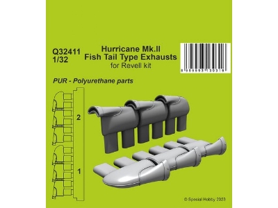 Hurricane Mk.Ii Fish Tail Type Exhausts (For Revell Kit) - image 1