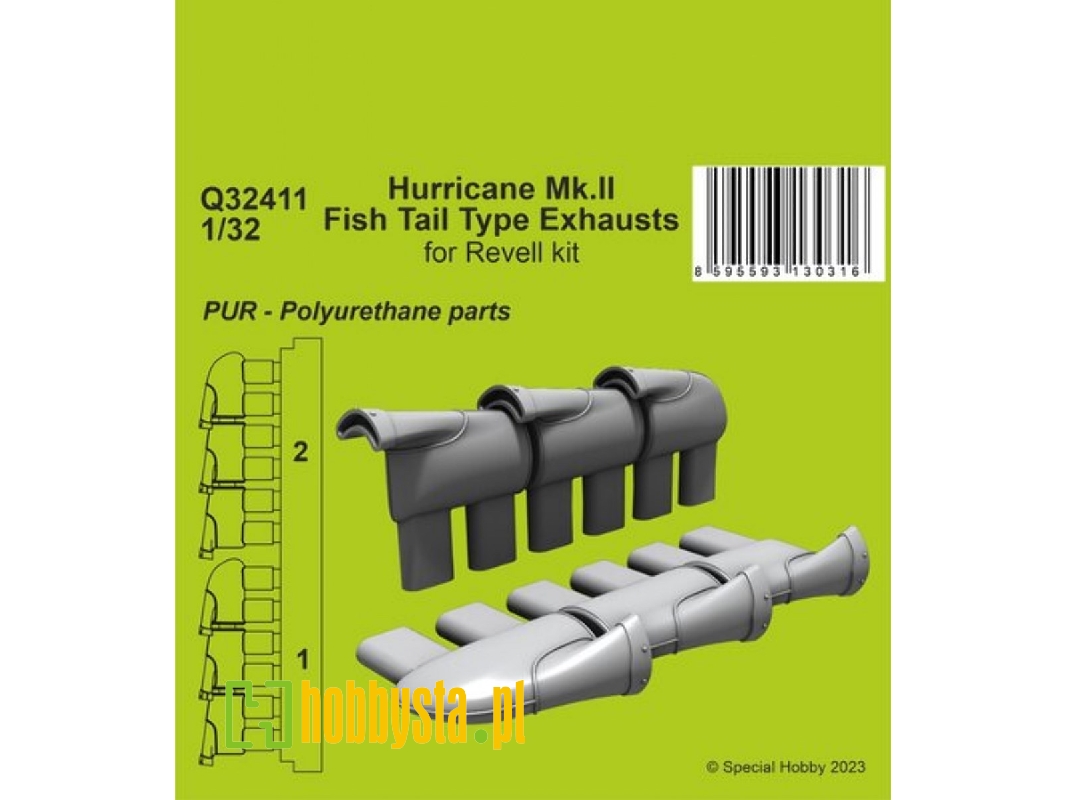 Hurricane Mk.Ii Fish Tail Type Exhausts (For Revell Kit) - image 1