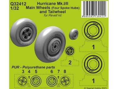 Hurricane Mk.I/Ii Main Wheels (Four Spoke Hubs) And Tailwheel (For Revell Kit) - image 1