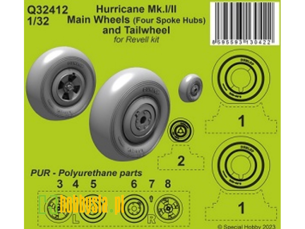 Hurricane Mk.I/Ii Main Wheels (Four Spoke Hubs) And Tailwheel (For Revell Kit) - image 1