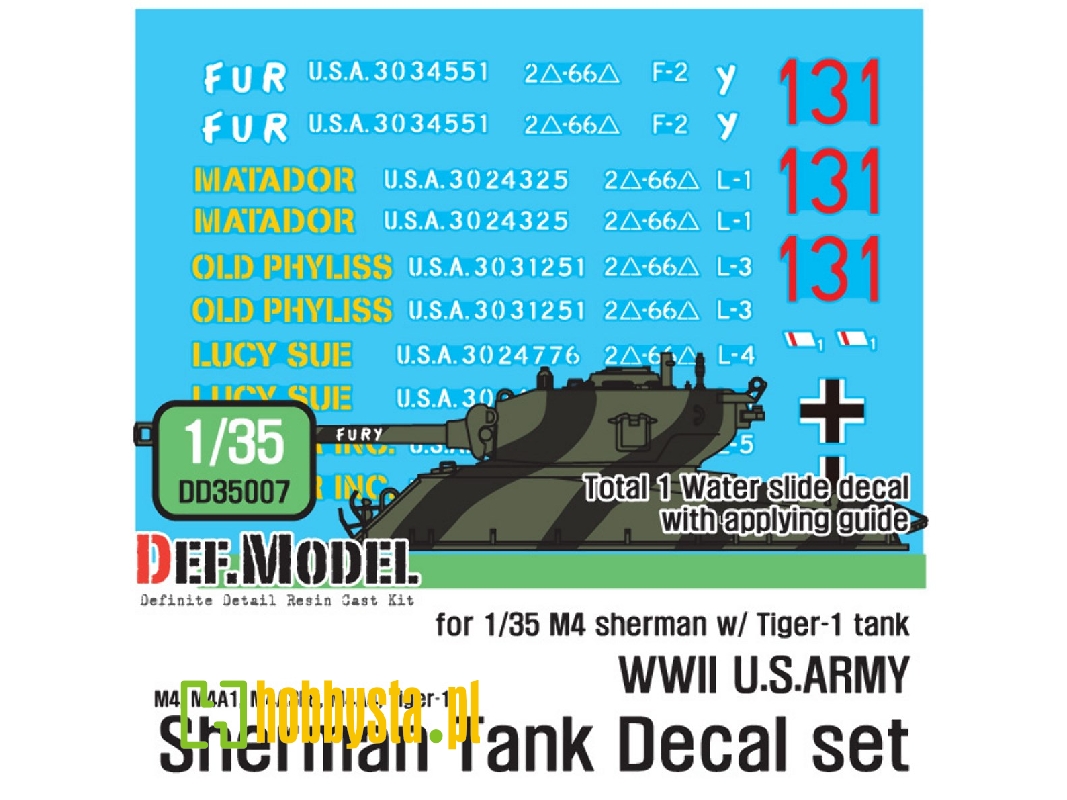 Wwii Us M4 Tank Decal Set - image 1