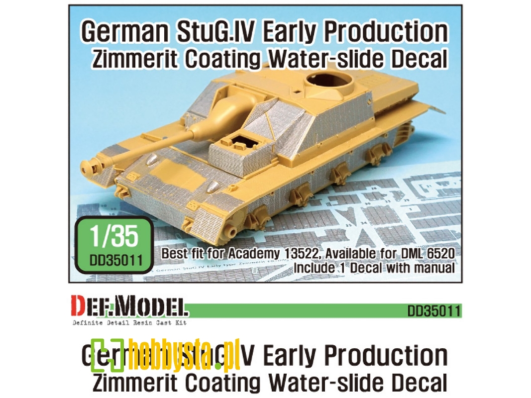 Wwii Stug Iv Early Zimmerit Decal Set (Academy New) - image 1