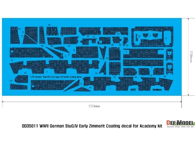 Wwii Stug Iv Early Zimmerit Decal Set (Academy New) - image 2