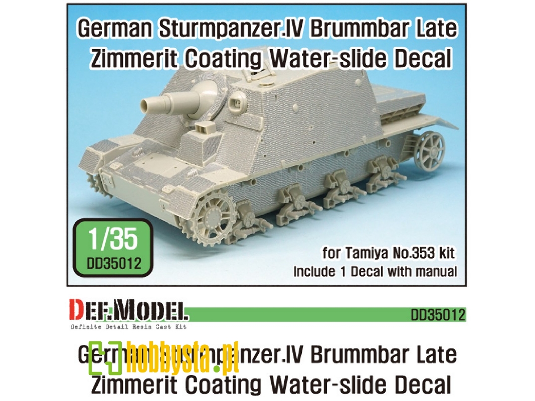 Wwii Sturmpanzeriv Brummbar Late Zimmerit Decal Set (Tamiya New) - image 1