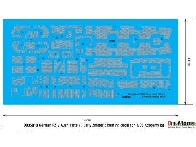 Wwii Pz. Iv Ausf.H Late /J Early Zimmerit Decal Set (1/35 Academy New) - image 2