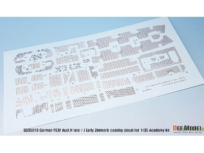 Wwii Pz. Iv Ausf.H Late /J Early Zimmerit Decal Set (1/35 Academy New) - image 3