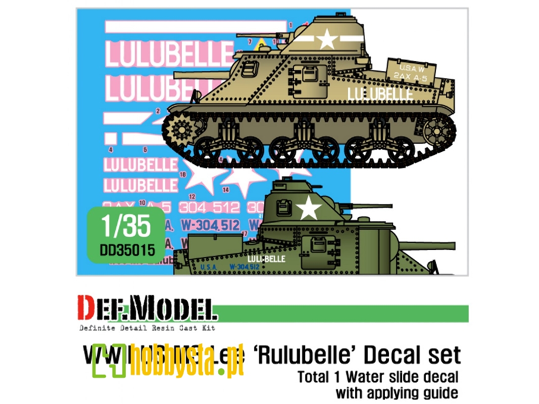 Us M3 Lee 'rulubelle' Decal Set - image 1