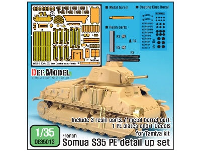 French Somua S35 Pe Basic Detail Up Set (For Tamiya 1/35) - image 1