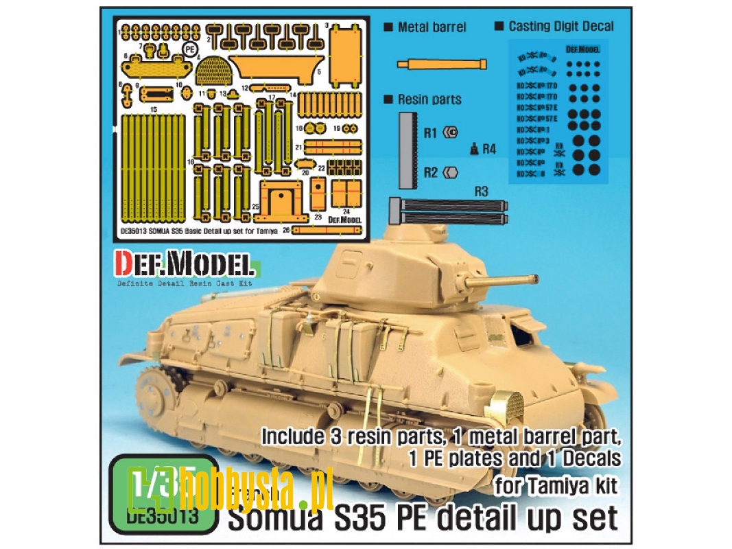 French Somua S35 Pe Basic Detail Up Set (For Tamiya 1/35) - image 1