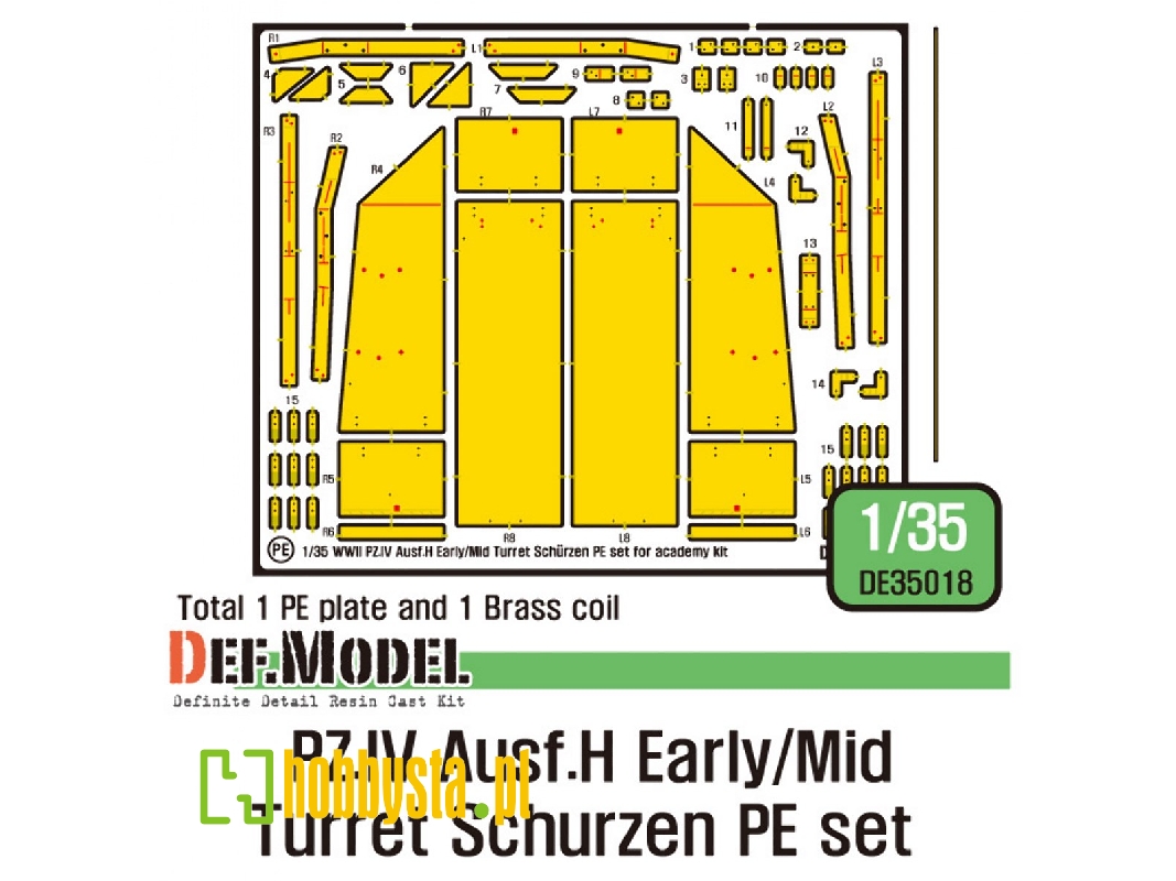 Pz.Iv Ausf.H Early/Mid Turret Schurzen Pe Set (For Academy, Etc 1/35) - image 1