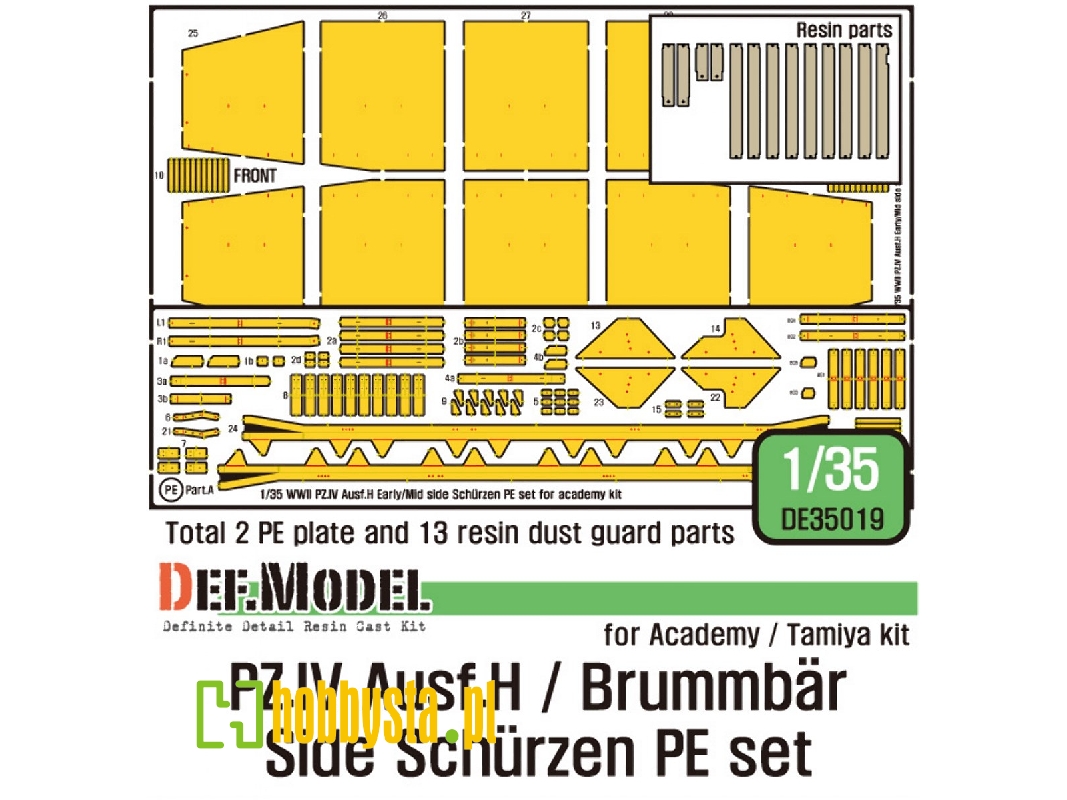 Pz.Iv Ausf.H Early/Mid Side Schurzen Pe Set (For Academy, Etc 1/35) - image 1