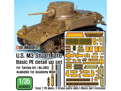 U.S. M3 Stuart Late Basic Pe Detail Up Set (For Tamiya, Academy 1/35) - image 1