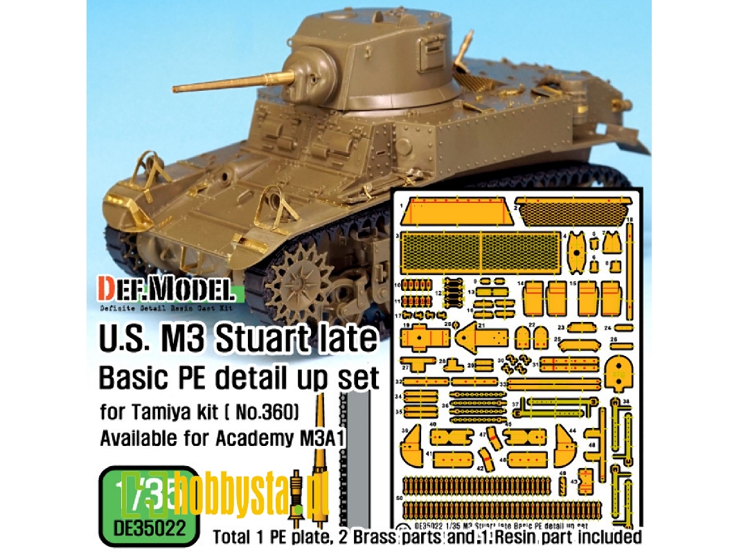 U.S. M3 Stuart Late Basic Pe Detail Up Set (For Tamiya, Academy 1/35) - image 1