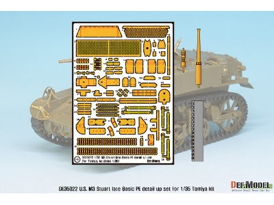 U.S. M3 Stuart Late Basic Pe Detail Up Set (For Tamiya, Academy 1/35) - image 2