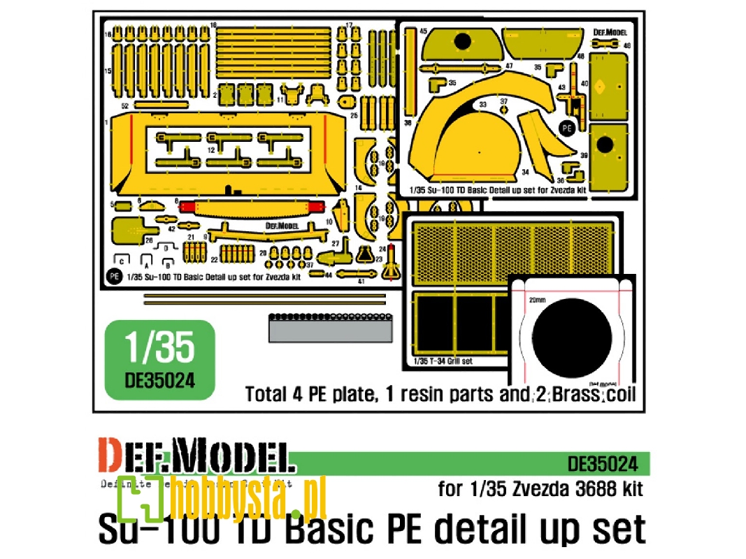 Su-100 Td Basic Pe Detail Up Set (For Zvezda New 1/35 Kit) - image 1