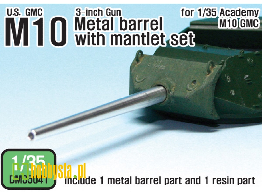 Us M10 3-inch Gun Metal Barrel With Mantlet Set (For Academy 1/35) - image 1