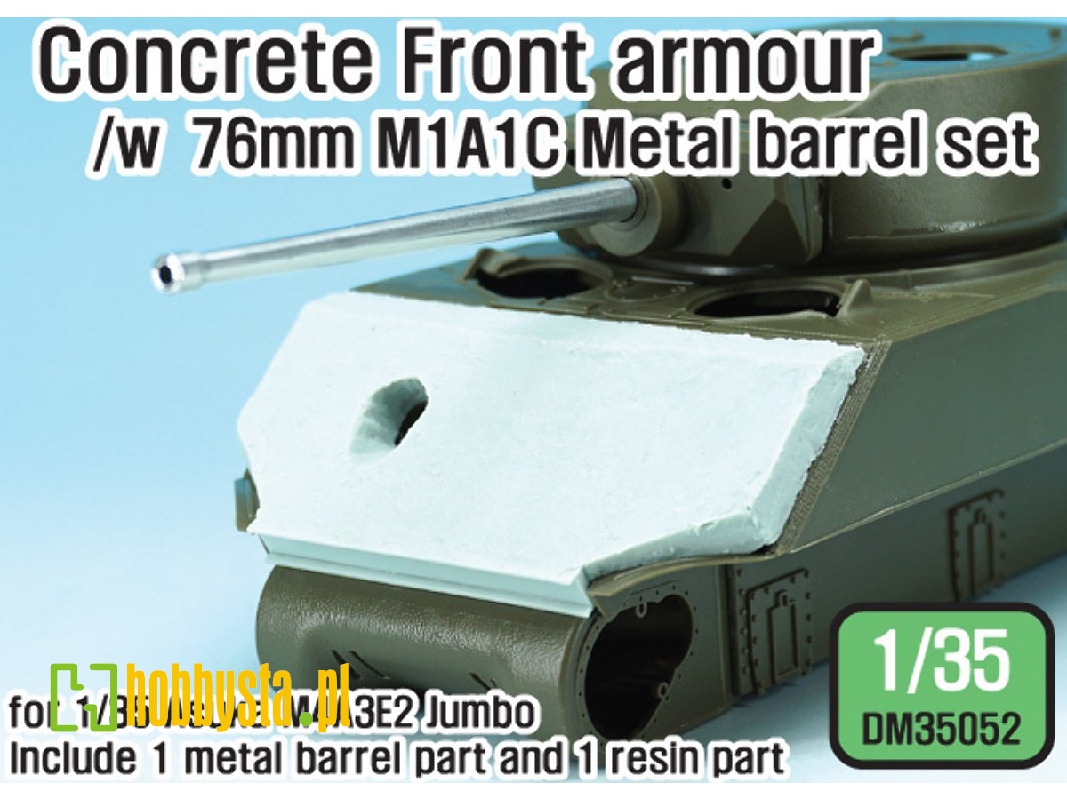 Us M4a3e2 Jumbo Concrete Front Armour /W M1a1c Barrel (For 1/35 Asuka Kit) - image 1
