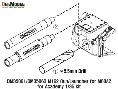 Us M60a2 M162 Metal Gun Barrel 1 (For Academy 1/35) - image 2