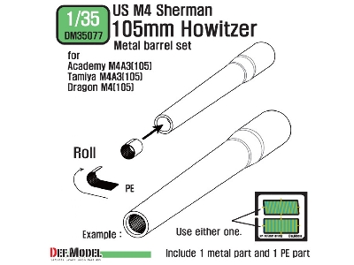 Us M4 105mm Howitzer Barrel Set (For Academy, Tamiya, Dragon 1/35) - image 6