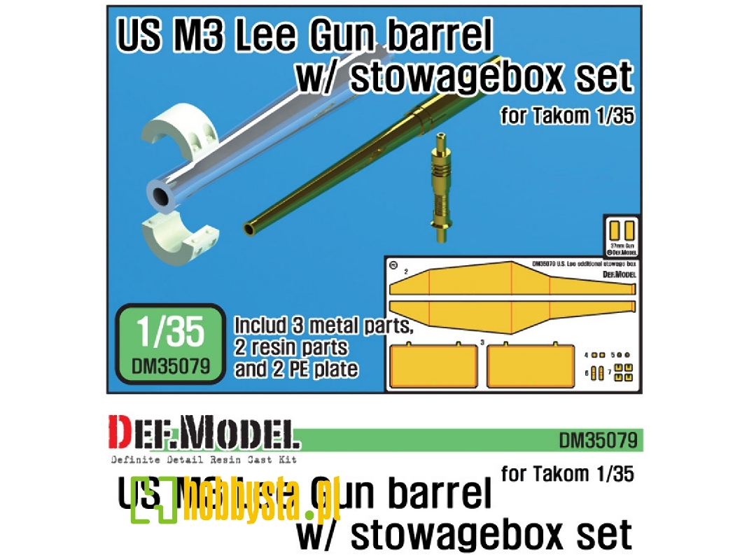 Us M3 Lee/Grant Gun Barrel W/ Additional Toolbox Set (For Takom 1/35) - image 1