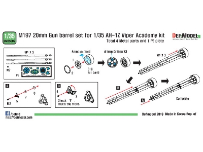 Usmc M197 20mm Gun Barrel Set (For 1/35 Ah-1z Academy Kit) - image 9