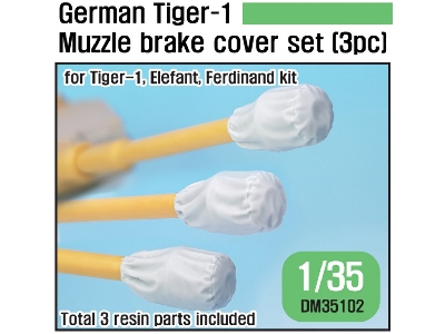 Wwii German Tiger-1 Muzzle Brake Canvas Cover Set (3pc) ( For 1/35 Tiger-1 Kit) - image 1