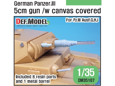 Ww2 German Pz.Iii 5cm Gun With Canvas Set (For Pz.Iii Ausf.G,h,j 1/35) - image 1