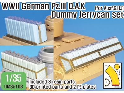 Ww2 German Pz.Iii D.A.K Jerrycan Dummy Set (For Pz.Iii Tank 1/35) - image 1