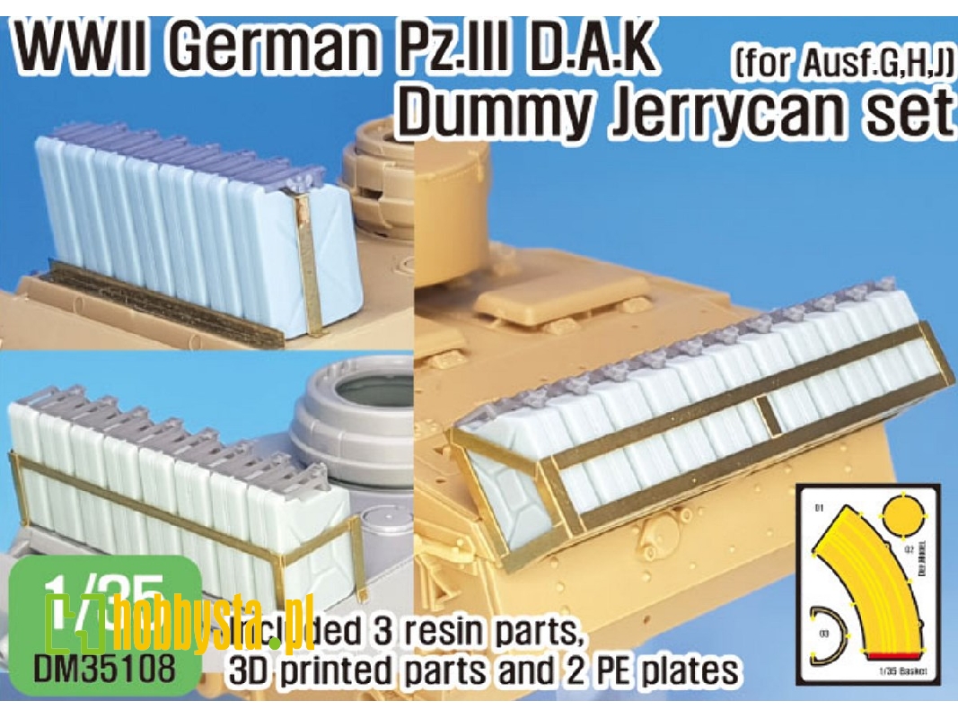 Ww2 German Pz.Iii D.A.K Jerrycan Dummy Set (For Pz.Iii Tank 1/35) - image 1