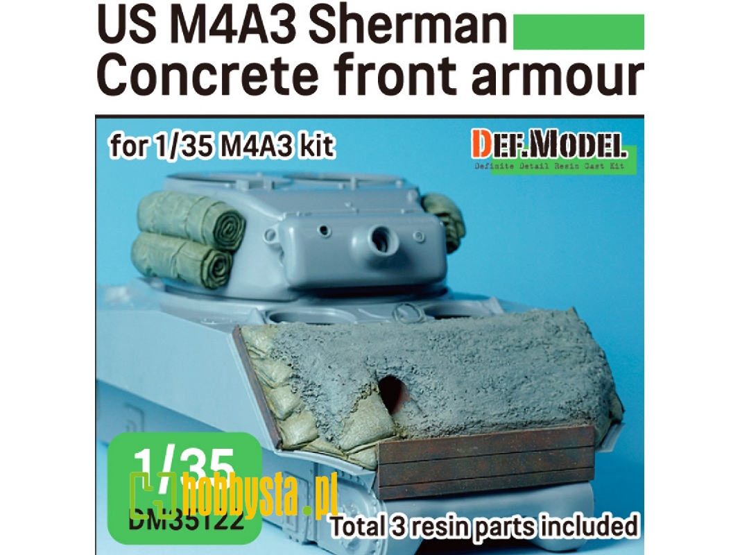 Wwii Us M4a2/A3 Sherman Concrete 47&#186; Front Armour (For 1/35 M4a2/A3 Kit) - image 1