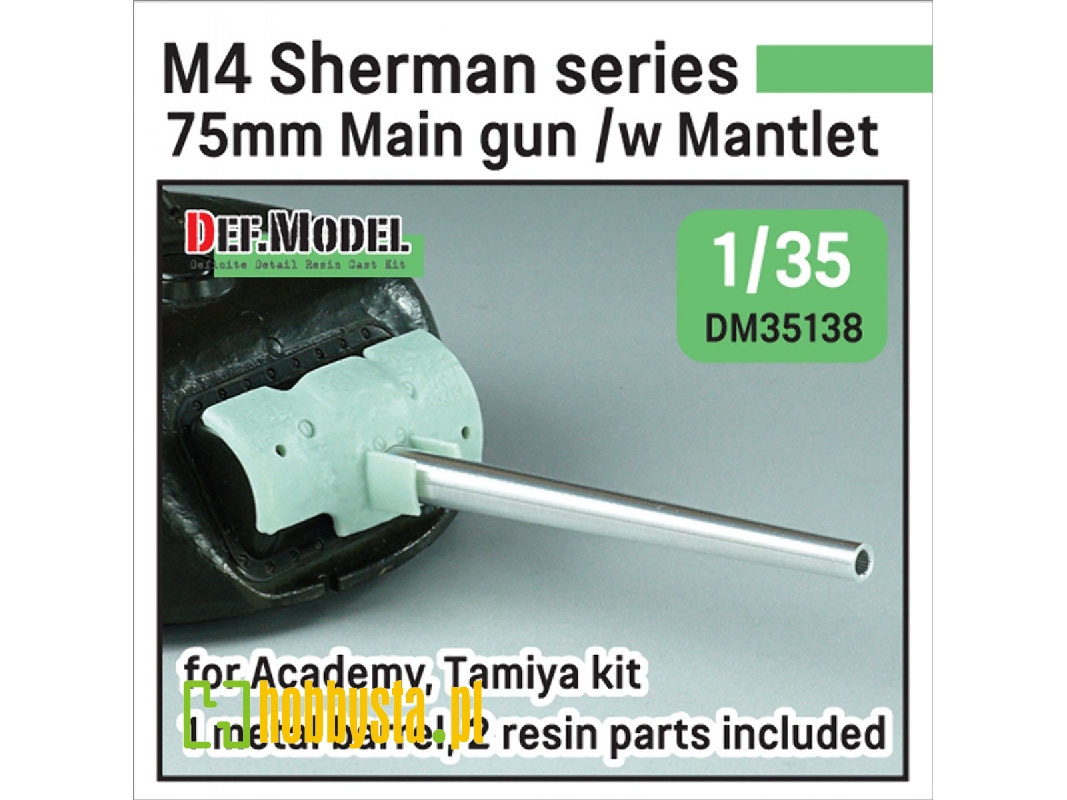 M4 Sherman 75mm Main Gun W/ Mantlet (For Academy/Tamiya) - image 1